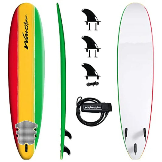 8ft Classic Soft Top Foam Surfboard for Beginners Lightweight and Durable with Non-Slip Deck in Blue Ideal for Beach and Pool U