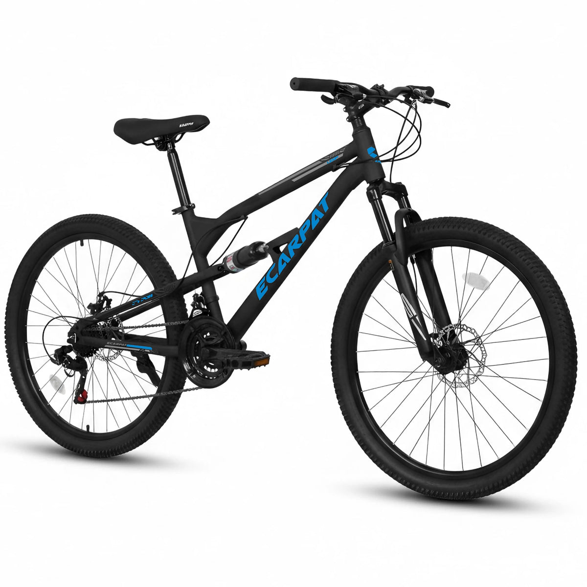 24/26 Inch Mountain Bike Full Suspension, 21 Speed Mountain Bicycle with Steel Frame and Double Disc Brakes, MTB Bike for Kids, Teenagers Adult Men Women