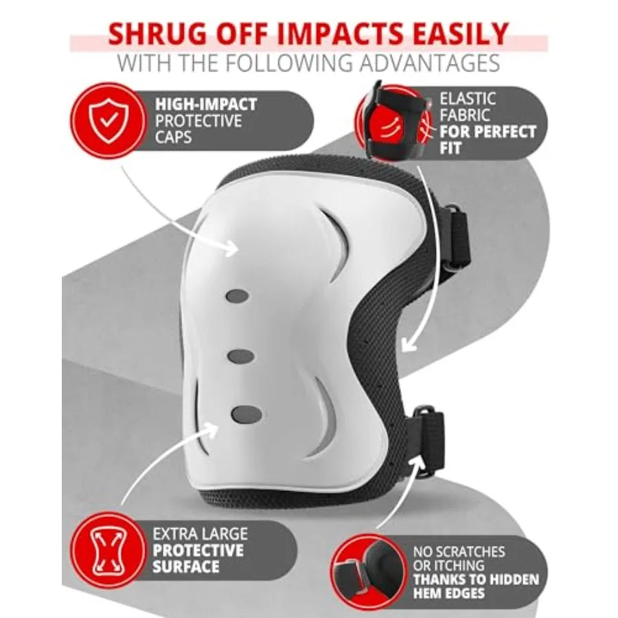 and Adults Knee Pads and Elbow Pads Set with Wrist Guards for Roller Skating [6pc] - Skating Protective Gear for Roller Skates