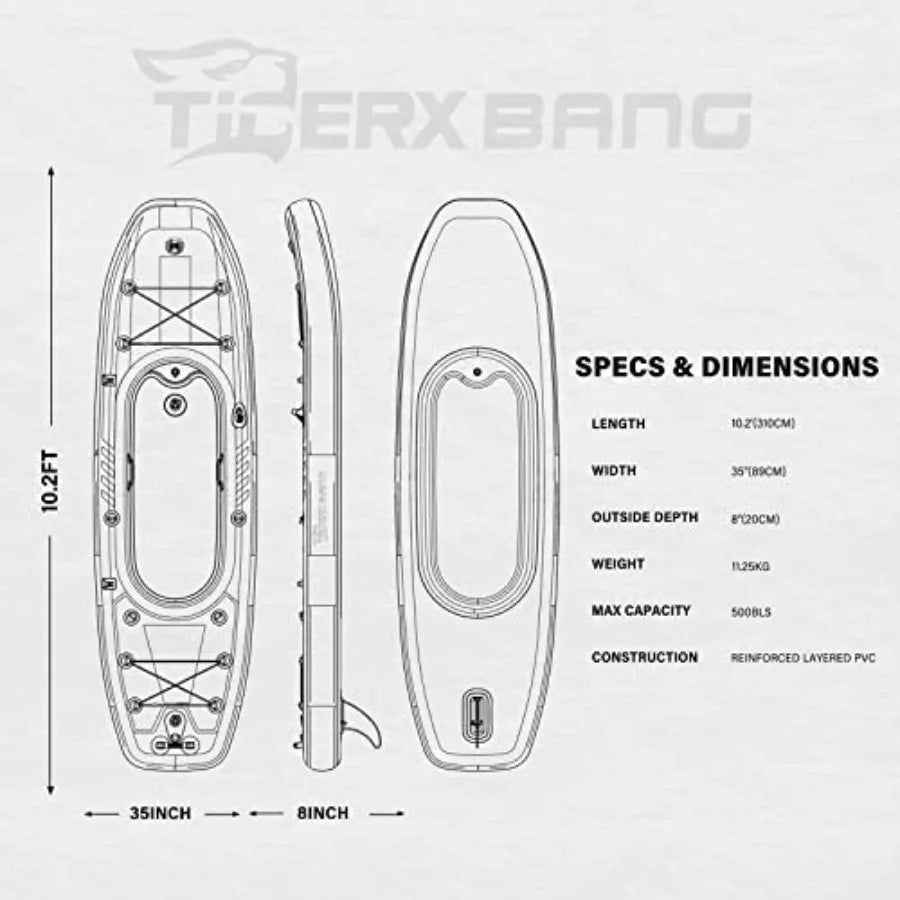 Inflatable Kayak For Fishing And Touring, Pvc Material, Blue Color, Lightweight And Portable With Detachable Seat