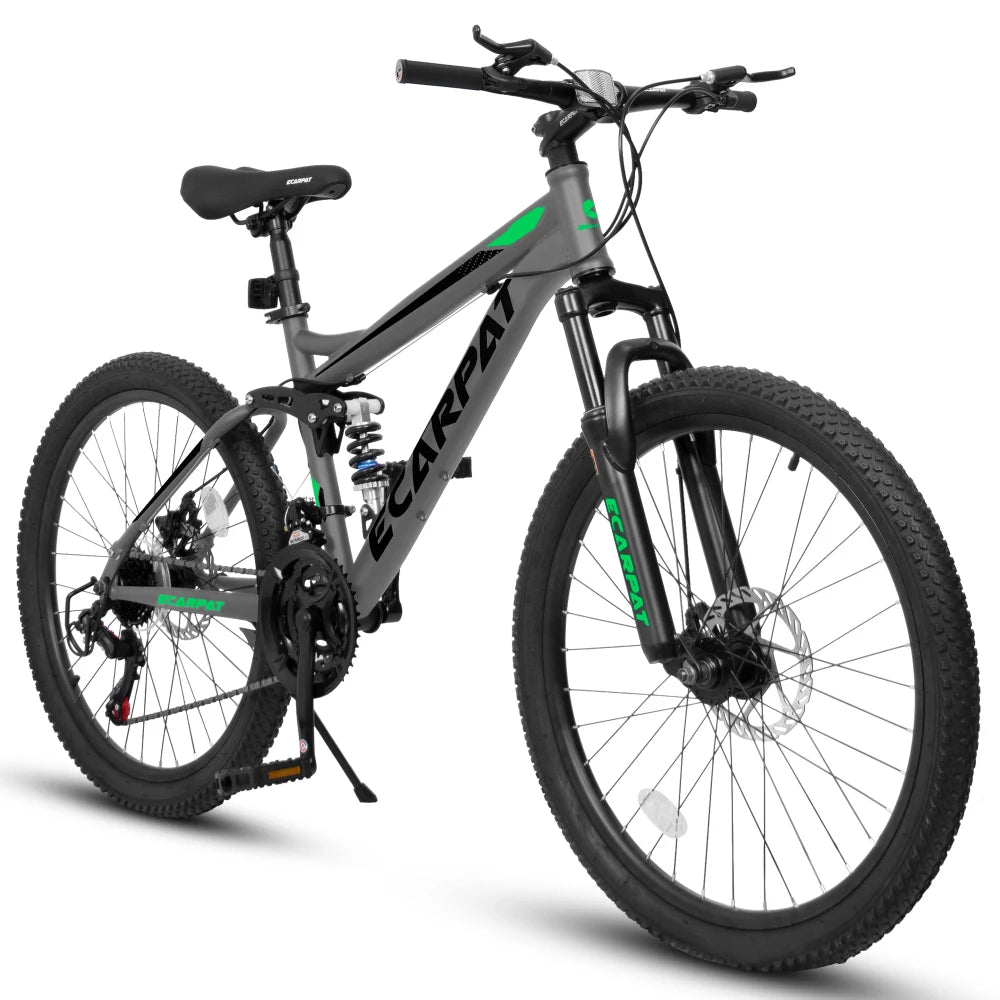 A2760  27.5 Inch Full Suspension Mountain Bike, Front and Rear Dual Shock Absorbers, Mechanical Disc Brakes, 21-Speed, Suitable for Men and Women, Ideal for Travel and Fitness Enthusiasts