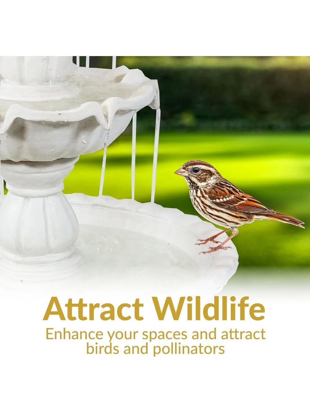 57" H Welcome 3-Tier Water Fountain - Large Electric Water Fountain with Pineapple Topper for Garden, Patio or Yard - White