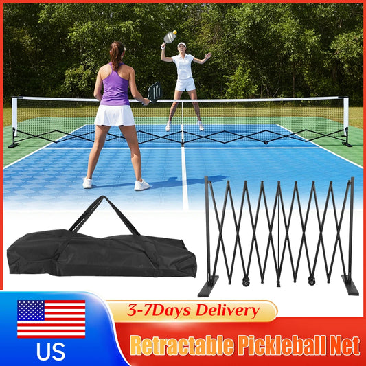 22FT Pickleball Tennis Net Set Steady Metal Frame Free Assembly Retractable with Carry Bag for Indoor Outdoor Practice Games ﻿