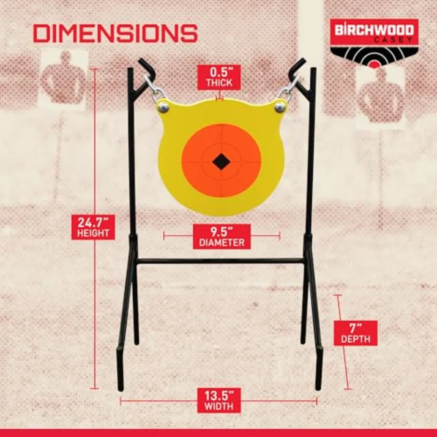 World of Targets Boomslang AR500 Steel Durable 0.5" Thick 9.5" Diameter Shooting Gong Target with Stand & Hanging Hardware