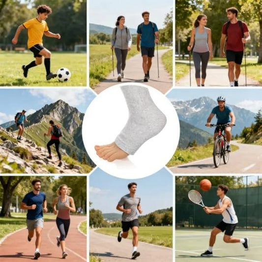 Ankle Compression Sleeve Breathable Foot Compression Sleeve Gray Soft Ankle Brace Keep Warm Ankle Socks for Women Men Sports Ar