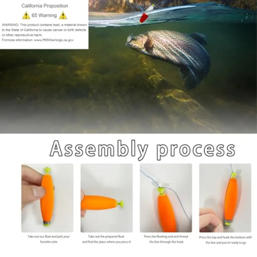 Fishing Bobbers Floats Set Weighted Foam Snap on Float for Catfish Fishing Push Button Spring Fishing Floats Assortment in Mult