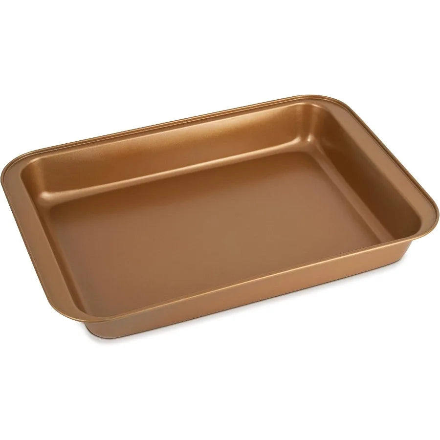 Copper Nonstick Bakeware Set 6 Piece - Cake Pans Cupcake Tray Cookie Sheets for Baking Easy Release Even Heating Nonstick Kitch