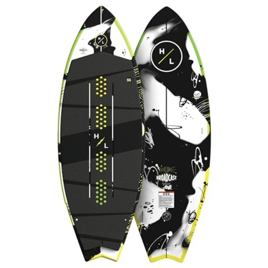 Broadcast Wakesurf Board for wake surfing premium epoxy resin construction matte black finish lightweight and responsive design