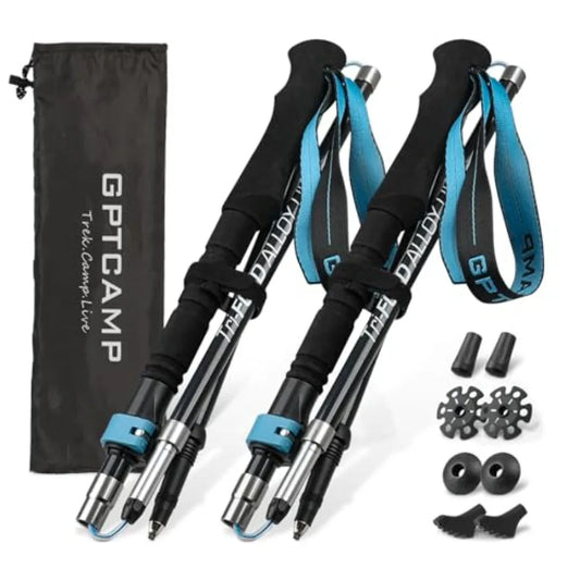 Walking Sticks Collapsible Hiking Poles, Lightweight Trekking Poles Made of Carbon -Aluminum, 2pc Folding Halking Stick for Men