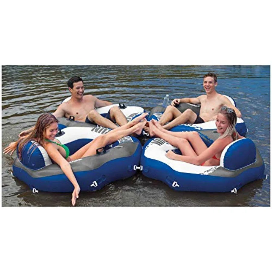 River Run 1 Person Inflatable Tube Raft Float for Lake Pool River 6 Pack Blue Durable UV Resistant Lightweight Portable