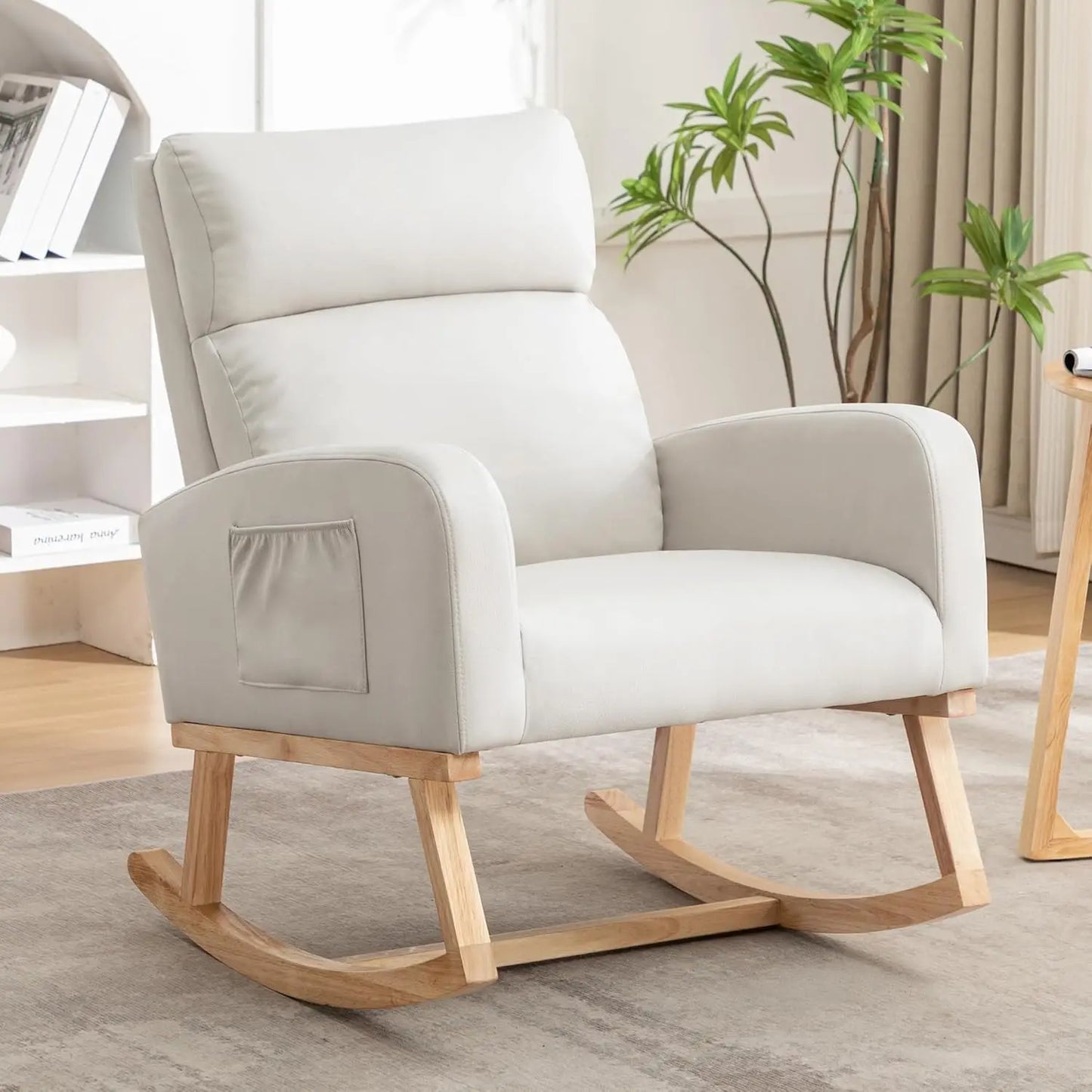 Rocking Chair Nursery, Sherpa Nursing Rocking Armchair for Mom Nursery Morden Rocker Chair with High Backrest, Customized