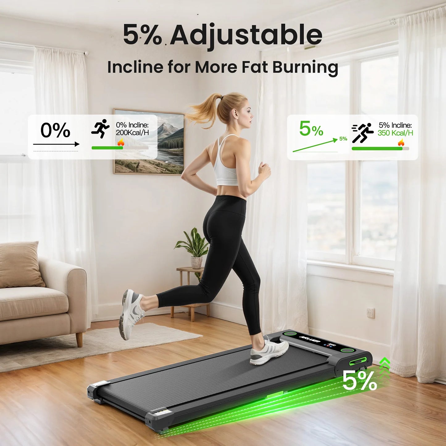 Akluer Incline Treadmills for Home,4 in 1 Walking Pad Incline,2.5 HP Under Desk Treadmill,Walking Pad Treadmill with LED Display