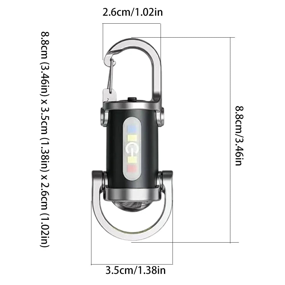 Powerful COB LED Flashlight Keychain USB Rechargeable Portable Hanging Torch Ultralight Camping Lamp Waterproof for Camping
