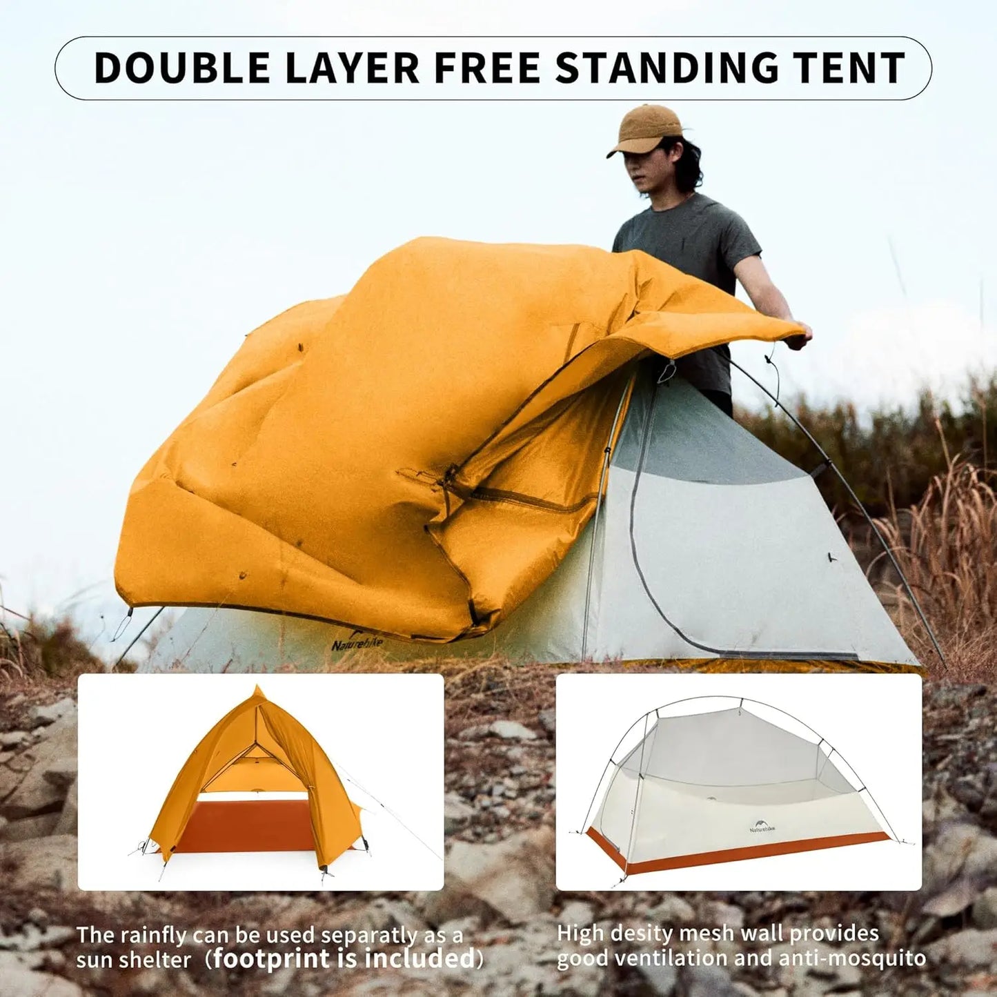 Ultralight 2-Person Backpacking Tent with Footprint - Waterproof & Windproof for Hiking Camping