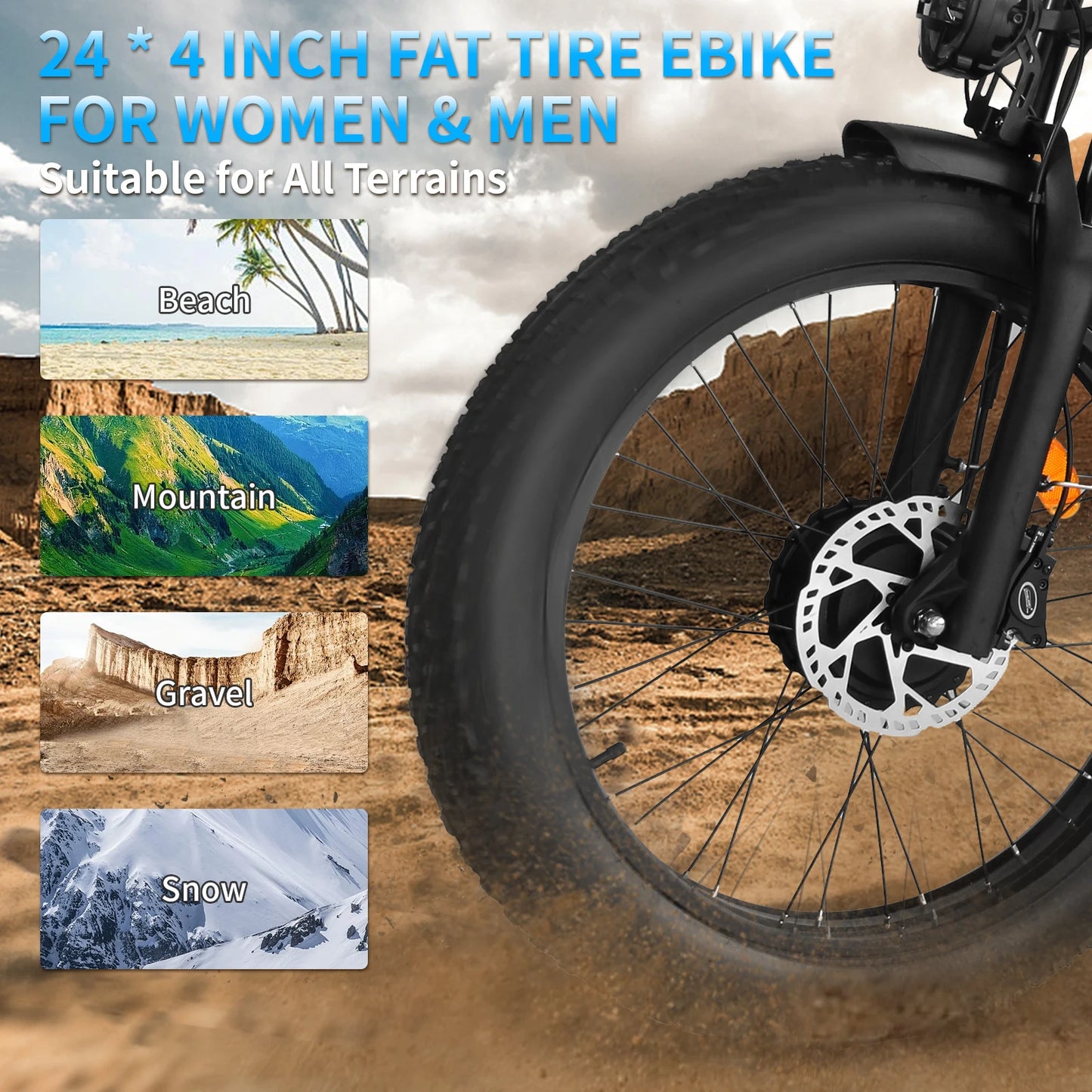 MX500 3000W Dual Motor EBike, 52V25AH Electric Bike for Adults, 35MPH Mountain AWD 7-Speed Snow E-Bike with 24" x 4.0 Fat Tire