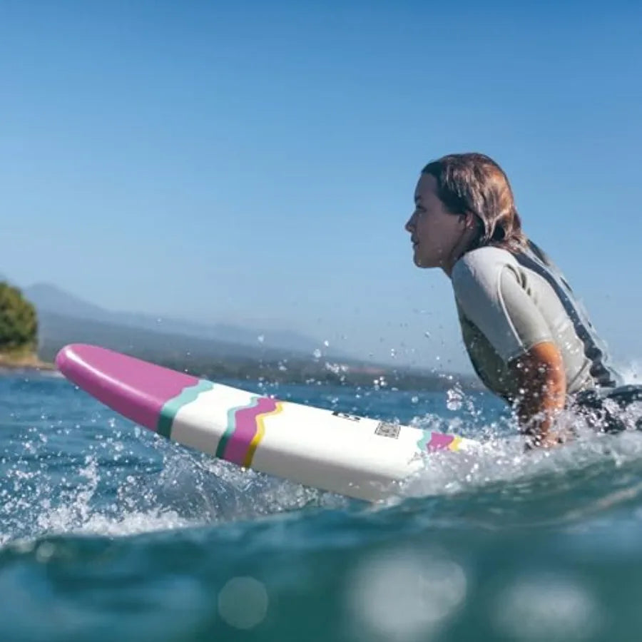 6' Funboard Softboard Foam Surfboard with 3 Fins 6' Foot Leash 2 Wood Stringers - Ideal for and Adults Beginners and Intermedia