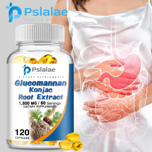 Glucomannan Capsules - Natural Source of Fiber - Gastrointestinal Health, Appetite Suppression, Weight Management - 120 Capsules