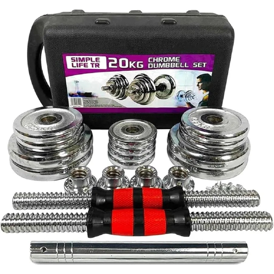 Adjustable Dumbbell Set Home Gym Cast Iron Barbell Sets with Carry Box 44lbs Office Bedroom Workout Dumbbells for Men and Women