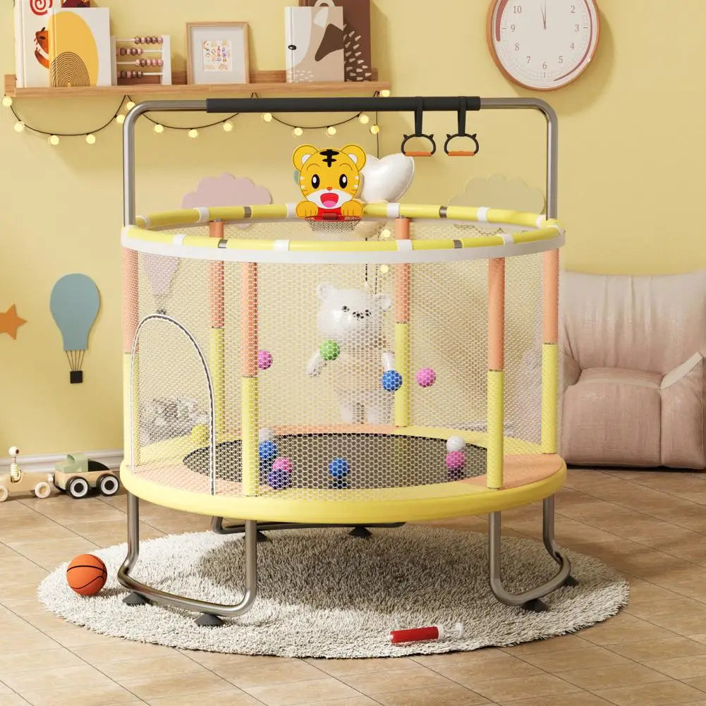 5FT Kids Trampoline Adjustable Baby Toddler Trampoline 440lbs Indoor Outdoor Toddler Trampoline with Enclosure Net