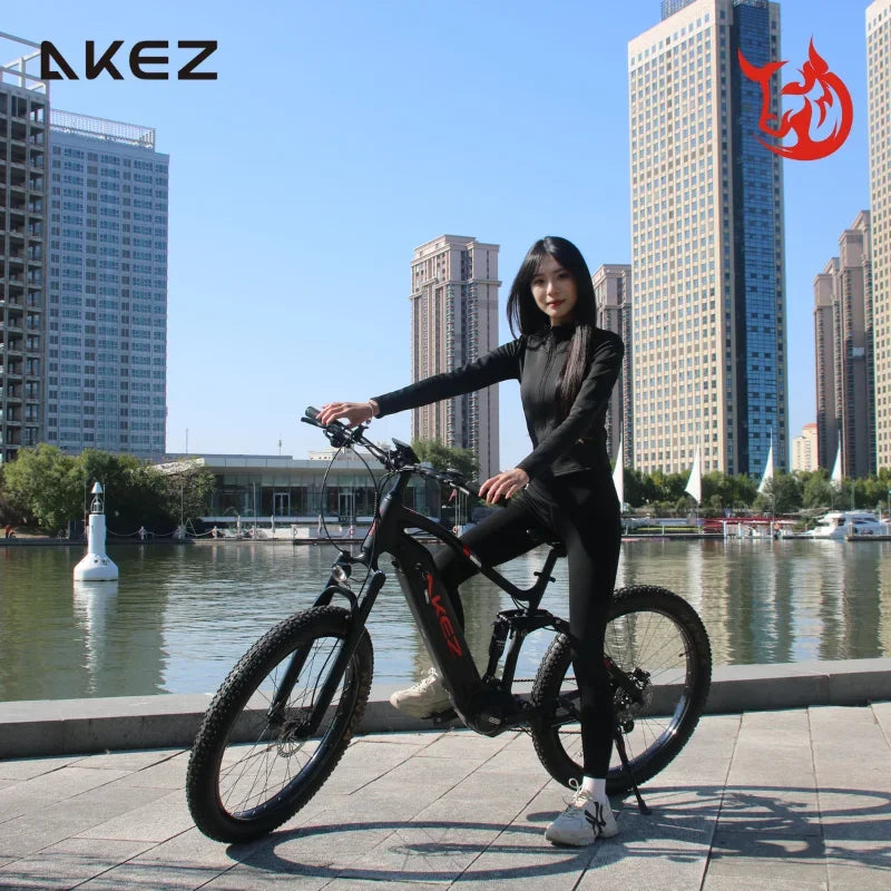 US Stock AKEZ 27.5" Electric Bike, 48V 500W Bafang Motor, 13Ah Lithium Battery, Powerful E-Bike for Adults