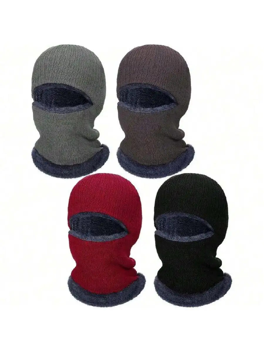 4pcs Warm Knitted Balaclava Thermal Fleece Ski Mask For Men Women Outdoor Winter Sports