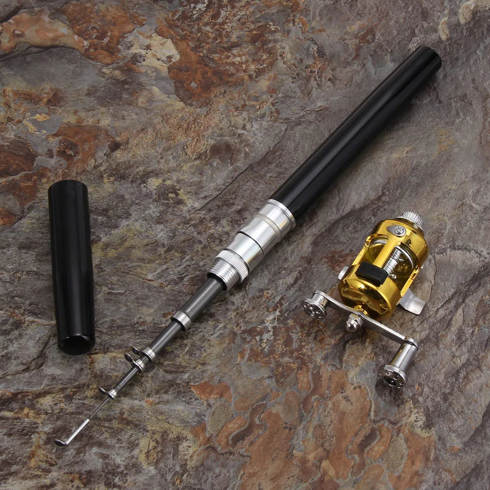 Fishing Rod Reel Combo Set Mini Telescopic Pocket Pen Fishing Rod Pole Fish Rod+Reel Pen Fishing Pole Kit Fishing Tool