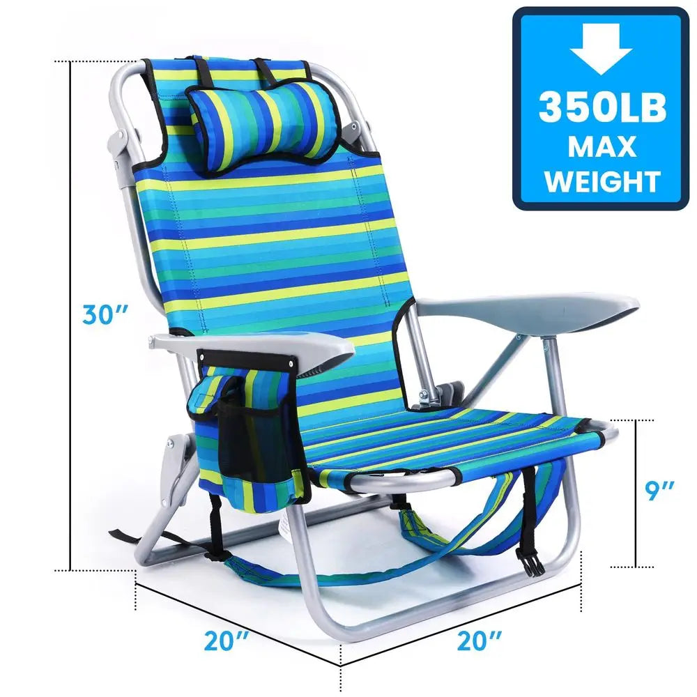 Pack Lightweight Portable Camping Beach Chair for Adults, Outdoor Lay Flat Folding Beach Chairs with 5 Positions, Backpack Beac
