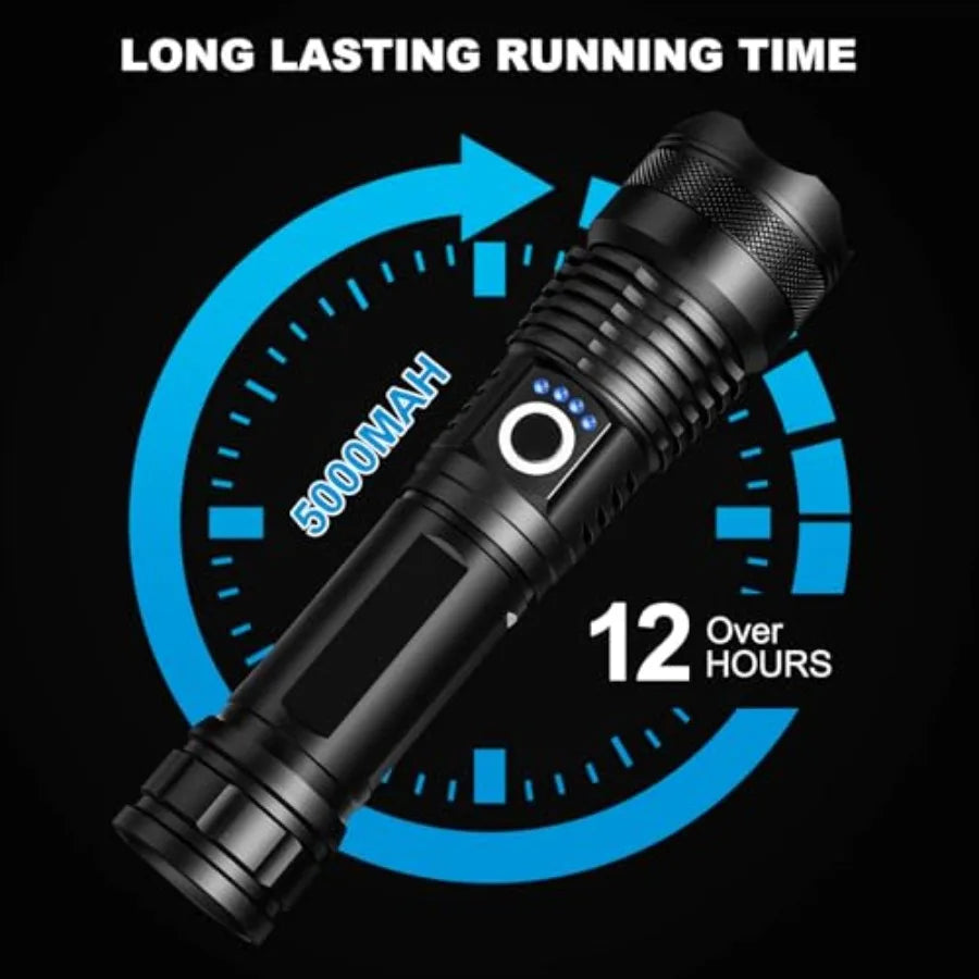 4 Pack Rechargeable LED Flashlights High Lumens, 99, 000LM Super Bright Flashlight, Adjustable Powerful Flash Light with USB Ca