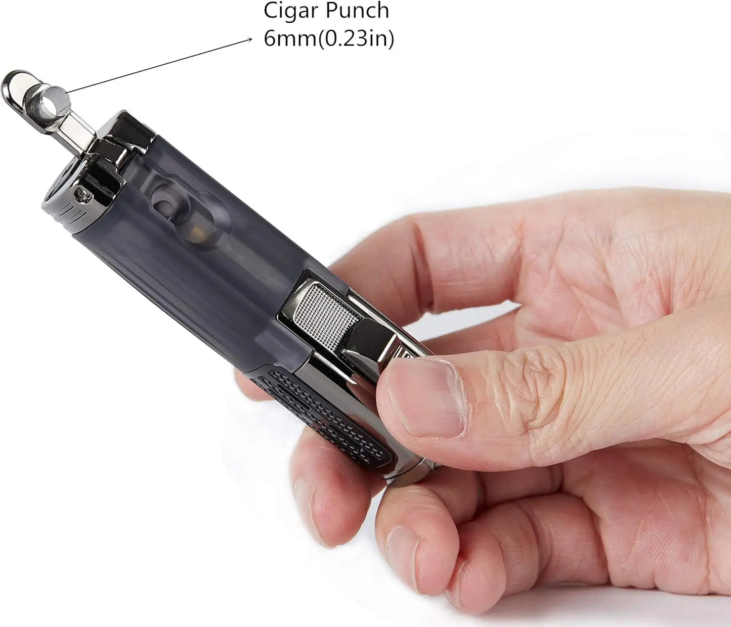 Triple Jet Flame Torch Lighter Refillable Butane with Cigar Punch, 2 Pack Charcoal