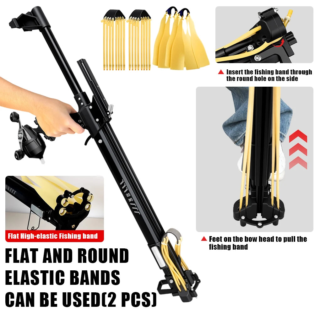 Heavy-Duty Fishing Slingshot, Professional Pole Stretching Shooting Catapult with Reel,Adjustable Telescopic Outdoor Fishing Use