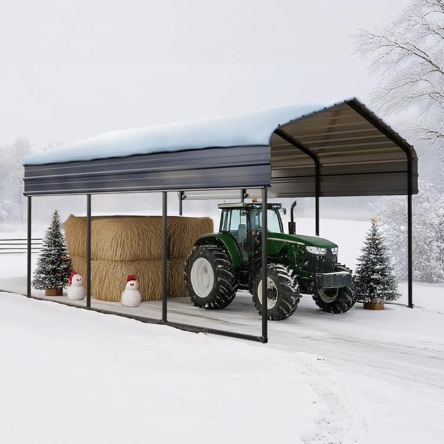 Carport Car Port Metal Canopy 10x15 ft Heavy Duty for Snow, Portable Garage Kit Shed Tent Shelter Metal Frame All, Customized