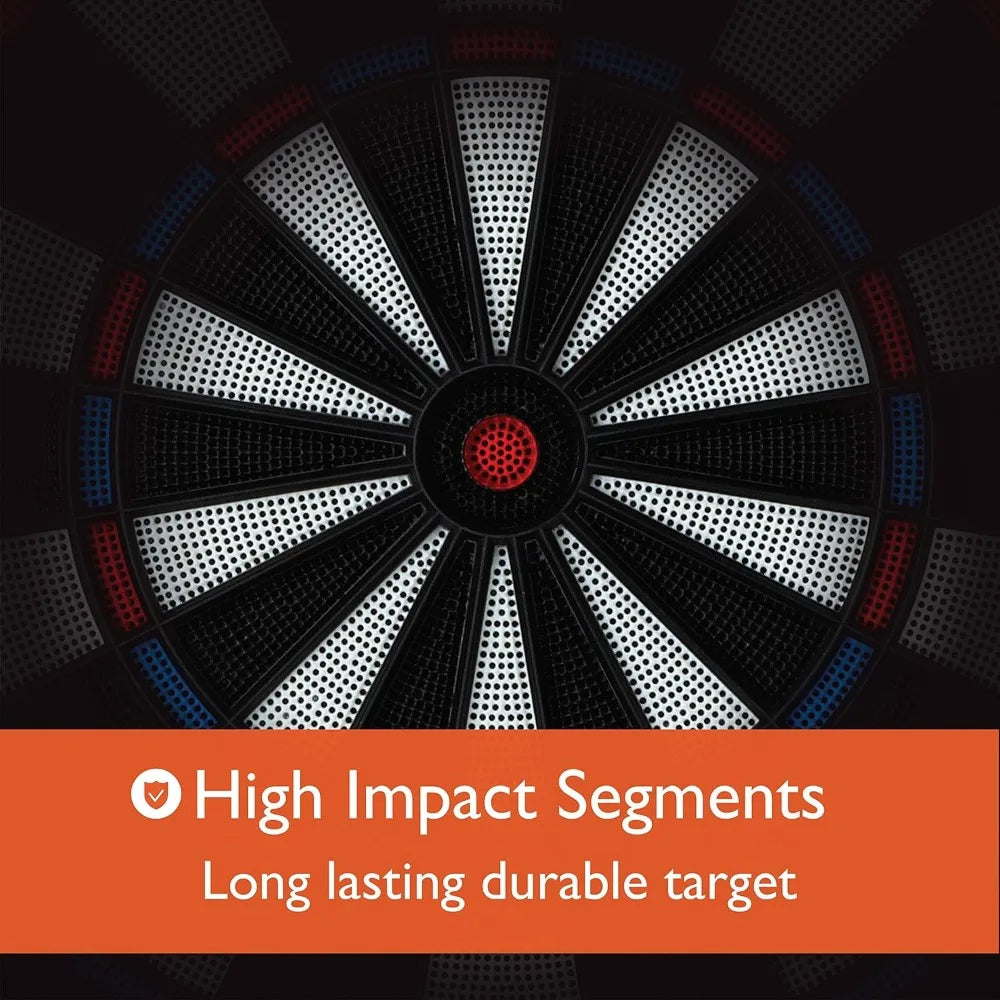 Electronic Dartboard with Cabinet, 13.5 in Target, 28 Games, 6 Soft Tip Darts, Black