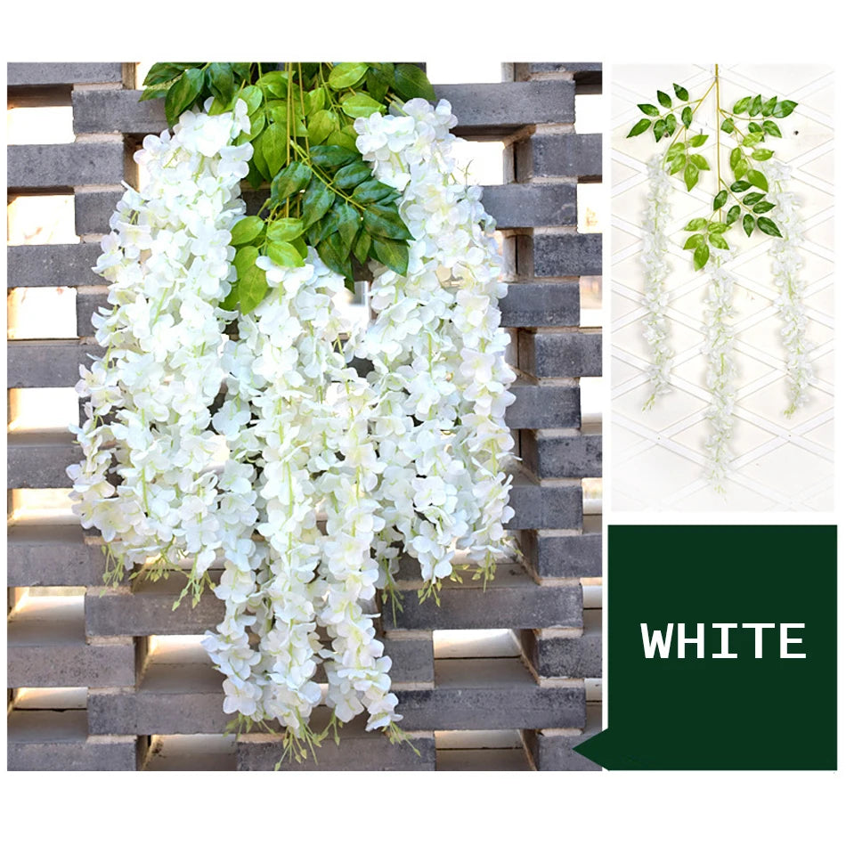 15/30Pcs Artificiales Wisteria Hanging Flowers, 43 Inch Fake Hanging Flowers, Wisteria Artificiales Garland for Home Wedding