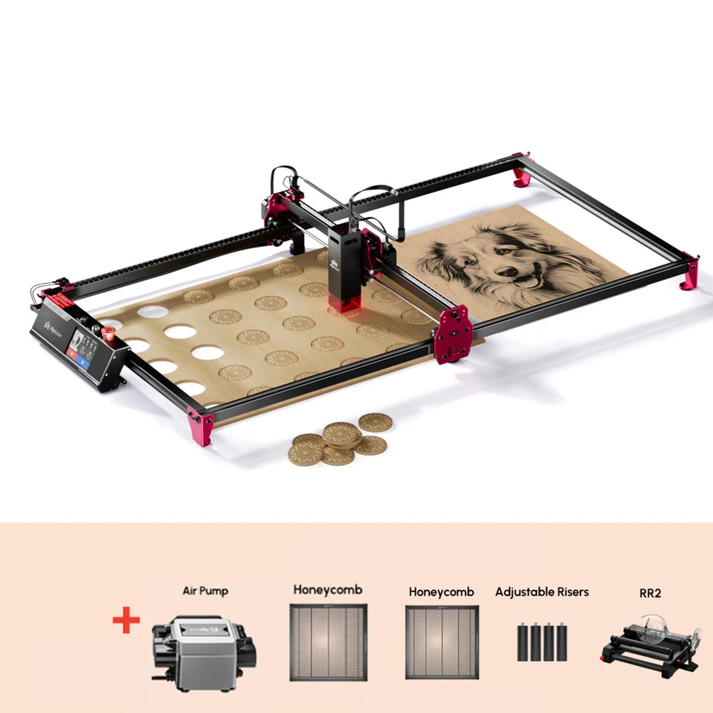 Algolaser DIY Table 40*43cm CNC Laser Cutter Engraver 3.5” Touch Scree Phone&WiF Metal Wood CNC Lase Cutting Engraving Machine