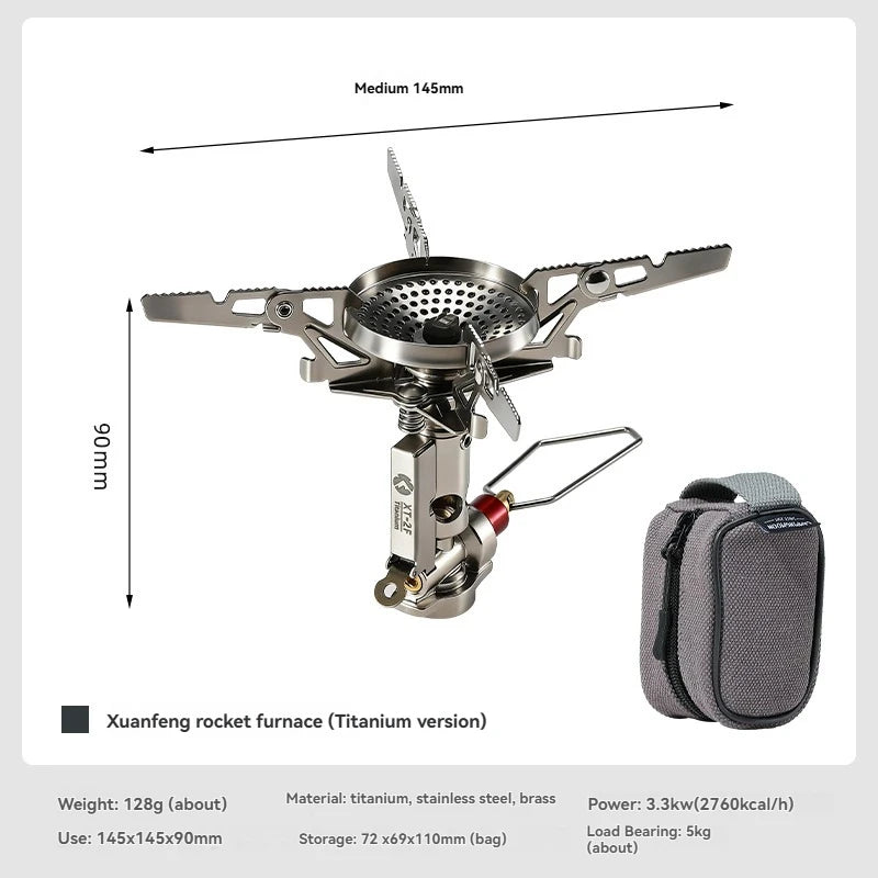 CAMPINGMOON  Titanium Rocket Stove Outdoor Mountaineering and Hiking Portable Stove High Power Stable Voltage High Mountain Stove XT-2F