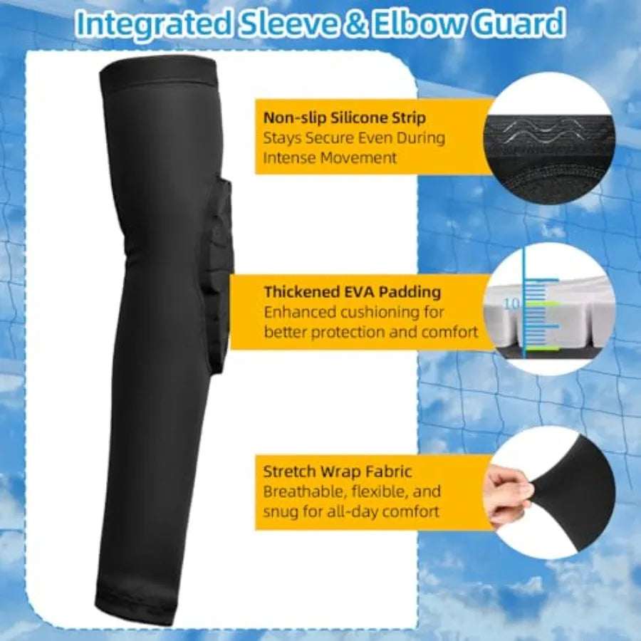 Volleyball Knee Pads and Arm Sleeves with Elbow Pads Set, High Protection Arm Pads Knee Pads for Youth Girls Boys Women Men Vol