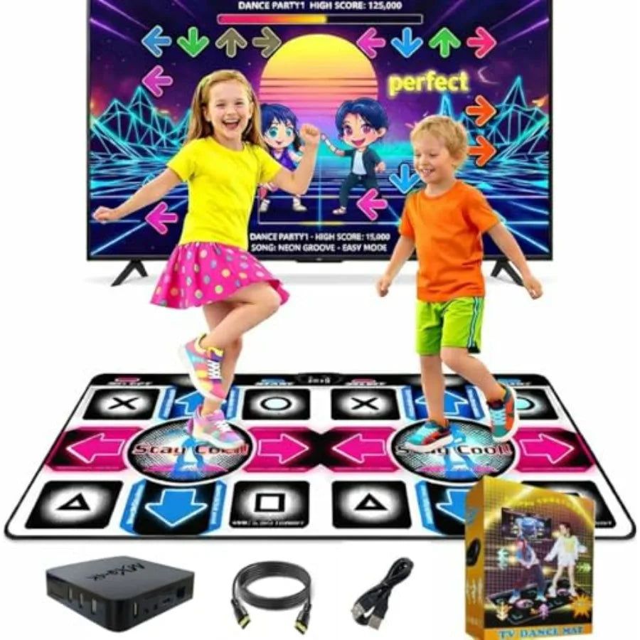 Dance Mat for with Interactive Dance Pad Games HD Plug Play TV Dance Game Console Family Fun Fitness Mat in Bright Colors Easy