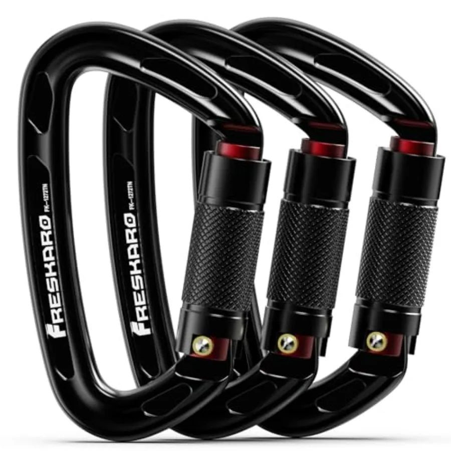 UIAA Certified 25KN Auto Locking Climbing Carabiner Clips, Twist Lock, and Heavy Duty Carabiners for Rock Climbing, Rappelling,