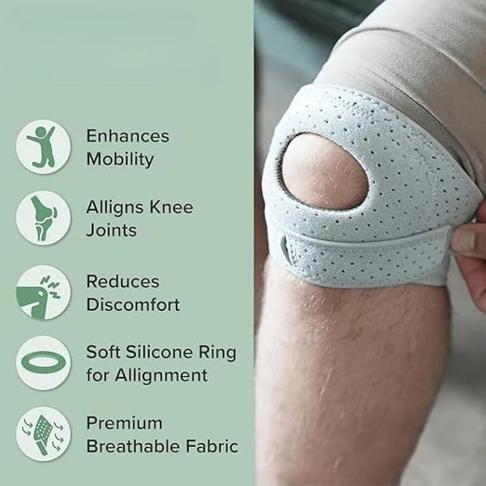 Patella Knee Support Adjustable Knee Compression Sleeve Patella Tendon Knee Strap for Basketball Volleyball Squats