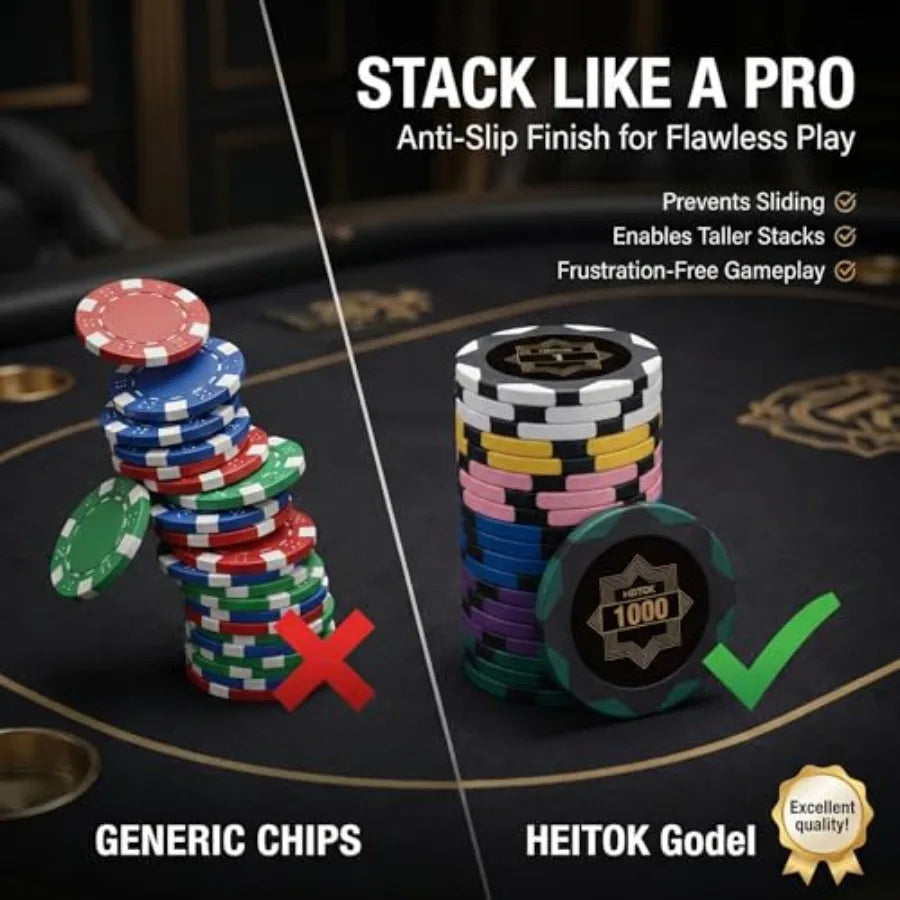 300-Piece Clay Poker Chips Set 14g Heavyweight Clay Composite with Denominations - Professional Casino Grade Texas Holdem Kit w