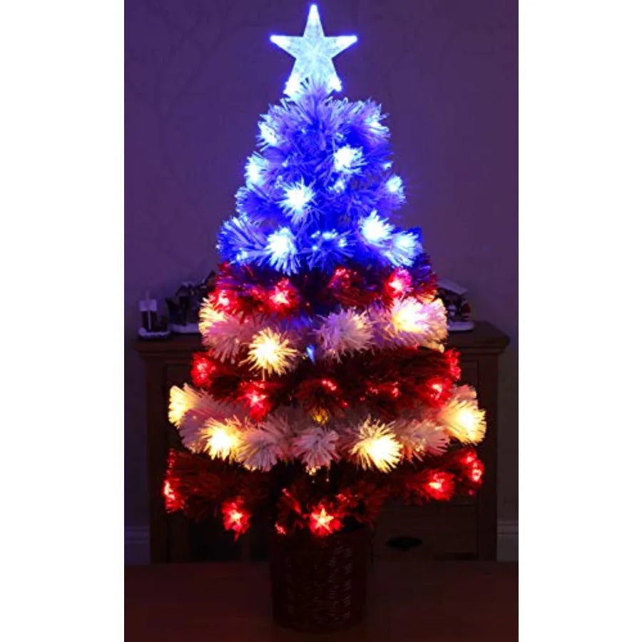 ® 36" Fibre Optic LED American Flag Tree - Red White and Blue Decoration for The 250th Anniversary of USA Independence Day - Ju
