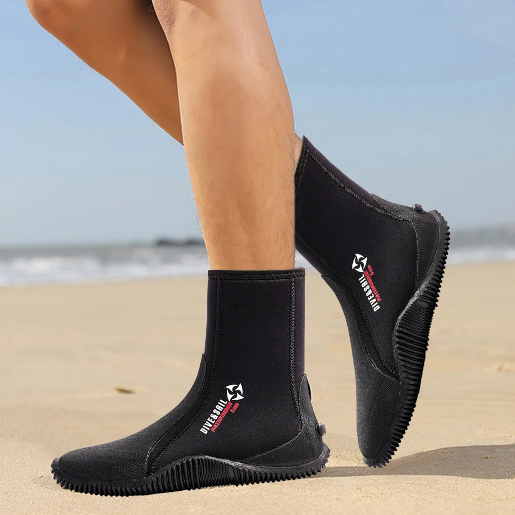 Neoprene Diving Boots Zipper Dive Boots Anti-Slip 5mm Surfing Snorkeling Diving Boots Lightweight for Water Sports