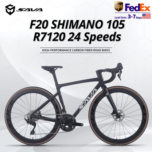 US Warehouse SAVA Carbon Fiber Road Bike F20 Carbon Fiber Racing Adult Bicycle Equipped With The Latest SHIMANO R7120 24-Speed