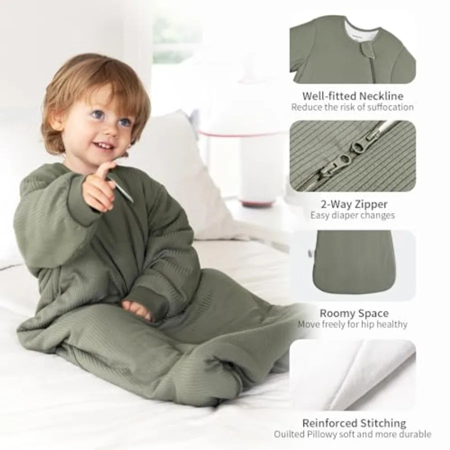 BubblePanda Rayon Made from Bamboo Sleep Sack 12-18 Months Long Sleeve Sleep Sack 1.5 Tog Supersoft Winter Baby Wearable Blanke