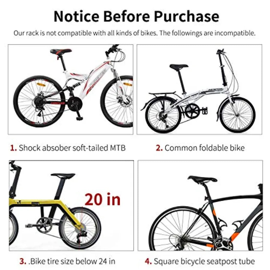 110Lb Capacity Almost Universal Adjustable Bike Cargo Rack Cycling Equipment Stand Footstock Bicycle Luggage Carrier Racks with