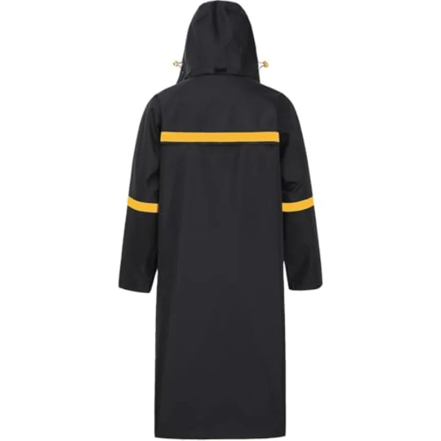 Long Rain Coats for Men Waterproof Hooded Rain Jacket Packable Rain Gear for Outdoor Activity and Work