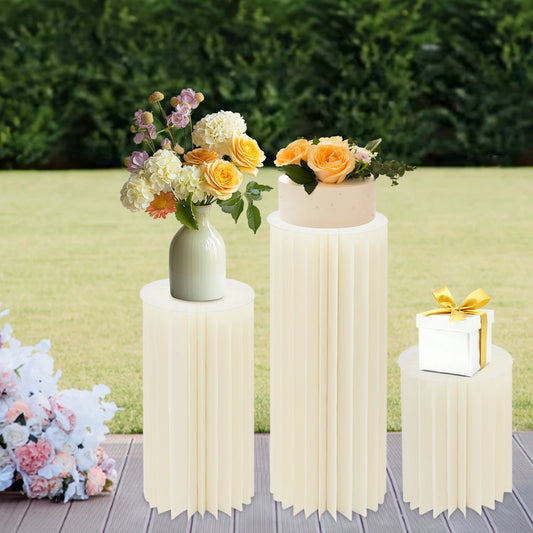 3PCS Wedding Party Flower Stand Cylinder Foldable Cardboard Centerpiece Dessert Table Columns Display Stand 40cm-100cm