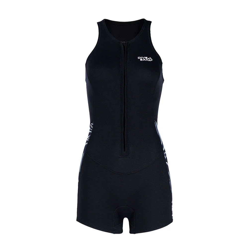 2MM Women Wetsuit Surfing Suit One Piece sleeveless Swimsuit With Front Zip Female Snorkeling Swimsuit Beach Wear For Swimming