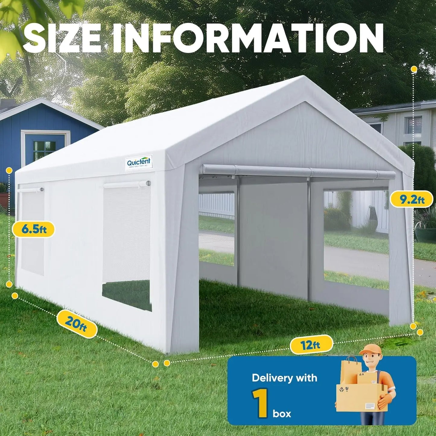 Upgraded 12x20 ft Heavy Duty Galvanized Carport - Reinforced Outdoor Garage Canopy Tent with Roll-up Ventilated, Customized