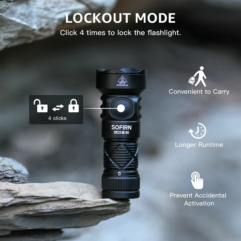 Sofirn SR20 MINI Flashlight 1200lm CSP2323 LED Light 18350 USB C Rechargeable Torch 5700K With Red Light and Magnetic